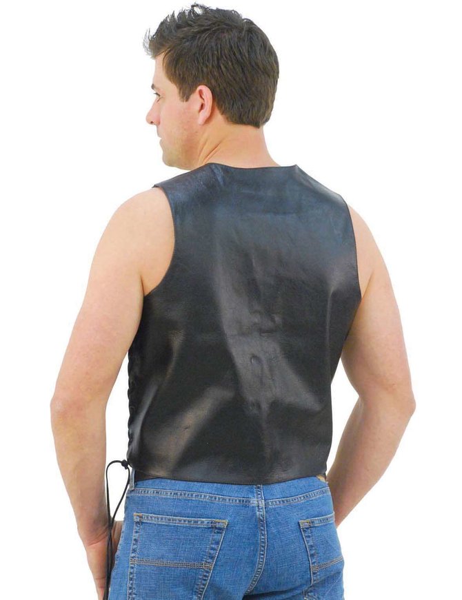 TALL Side Lace Leather Biker Vest w/CCW Pocket #VM606LTSP