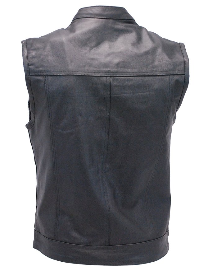 Men's PU Leather Vest Multi Pockets Waistcoats with Buffalo Snaps Solid  Slim Fit Vest Male Motorcycle Rider Vest