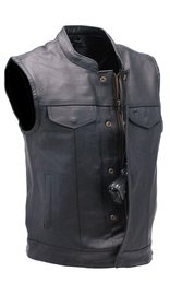 Unik Premium Buffalo Leather Snap & Zip CCW Vest #VM6655GK