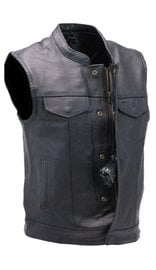 Unik Premium Buffalo Leather Snap & Zip Concealed Pockets Vest #VM6655GK