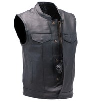 Unik Premium Buffalo Leather Snap & Zip Concealed Pockets Vest #VM6655GK