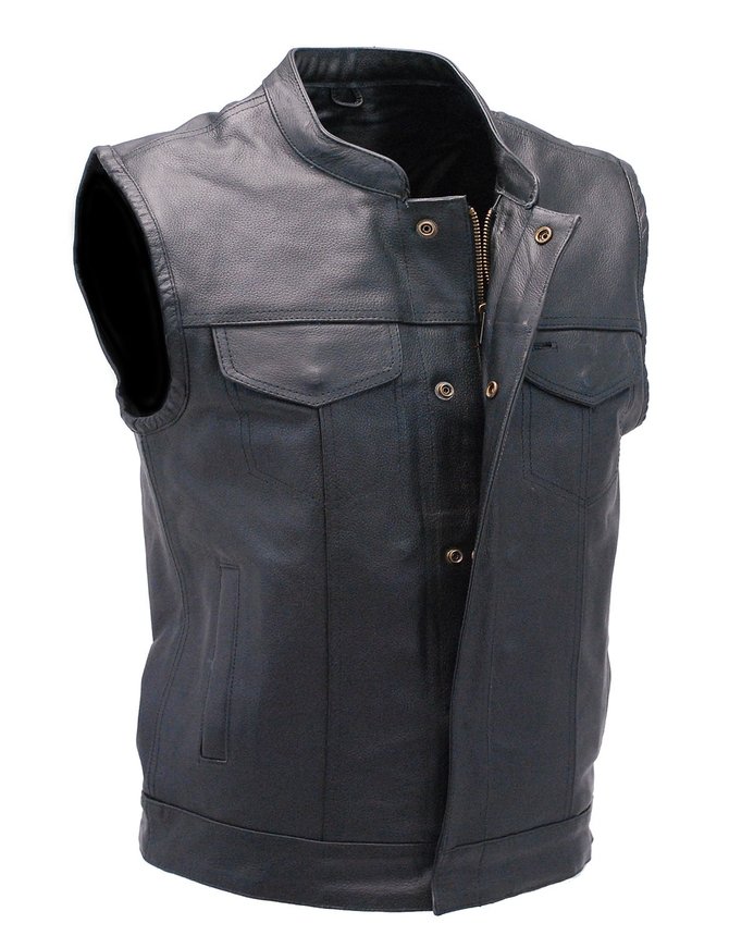 Unik Premium Buffalo Leather Snap & Zip Concealed Pockets Vest #VM6655GK