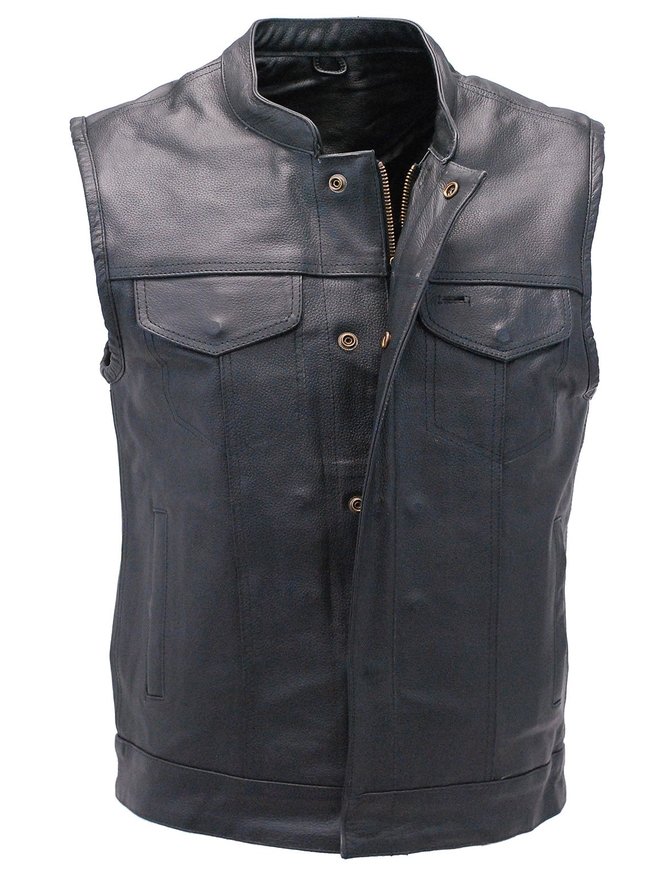 Unik Premium Buffalo Leather Snap & Zip Concealed Pockets Vest #VM6655GK