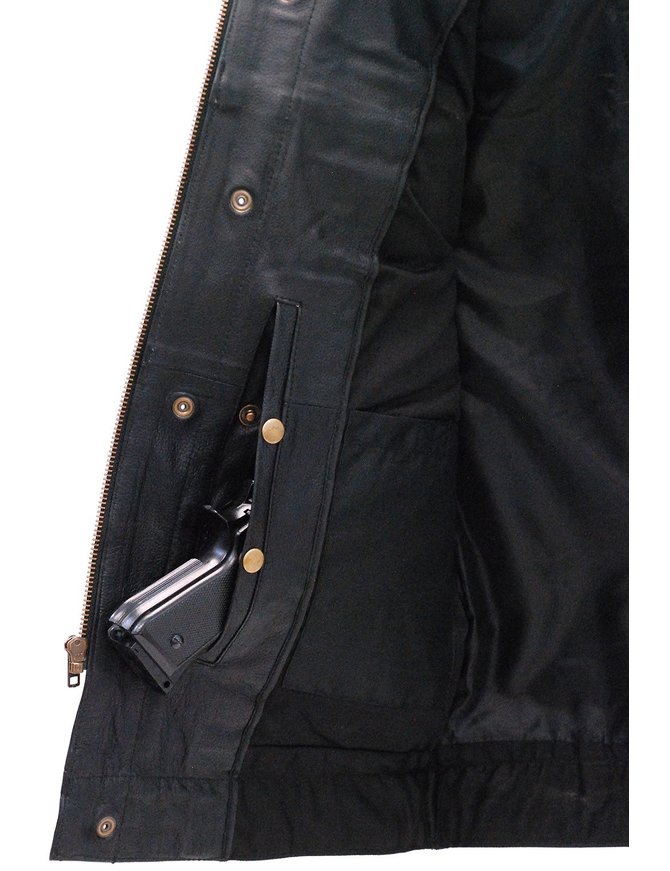 Unik Premium Buffalo Leather Snap & Zip Concealed Pockets Vest #VM6655GK