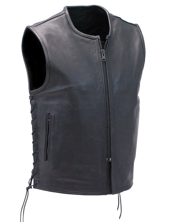 Unik Collarless and Seamless Ultra Premium Cowhide Leather Vest #VM6710GLK