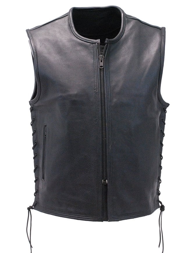 Collarless and Seamless Ultra Premium Cowhide Leather Vest #VM6710GLK ...