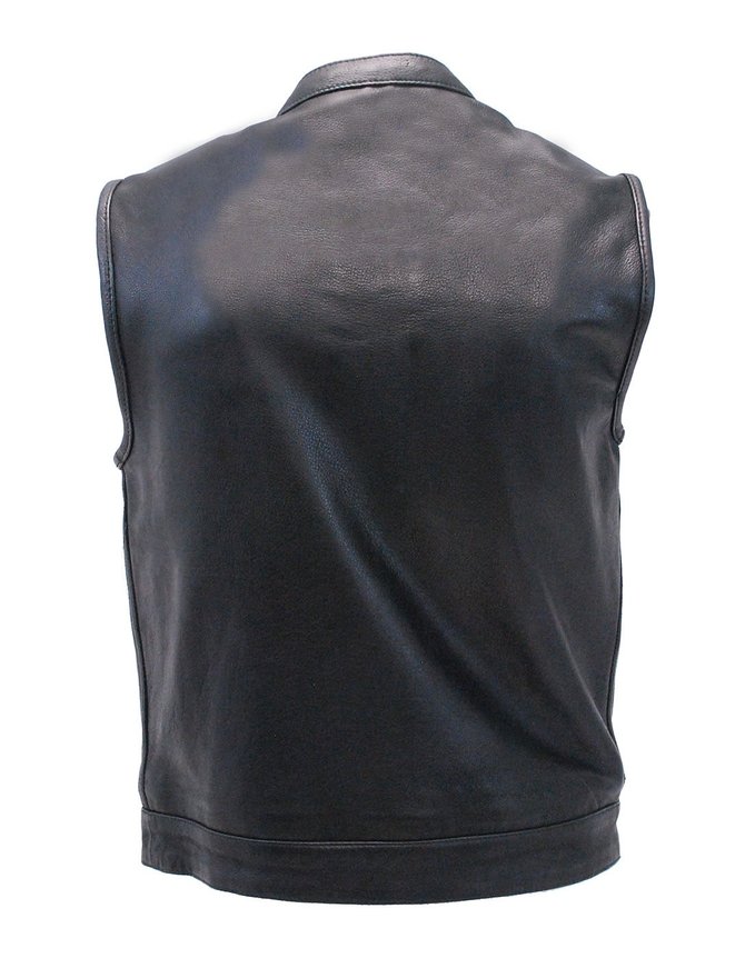 Soft Ultra Premium Leather Snap & Zip Club Vest w/1 Piece Back #VM689NOC