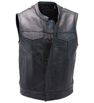 Soft Ultra Premium Leather Snap & Zip Club Vest w/1 Piece Back #VM689NOC