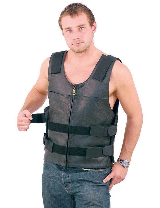 Black Police Safety Vest w/Front Zipper #VM945ZK