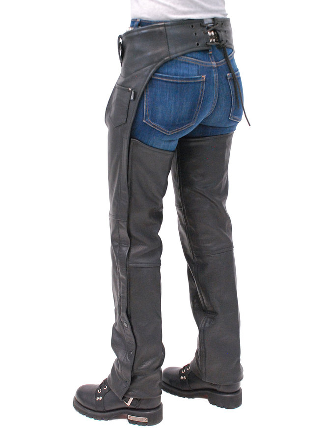 Classic Black Buffalo Leather Chaps #C8000