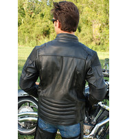 Men's Ultimate Black Racer Vented Motorcycle Jacket w/Concealed  Pockets #M6633RVZK