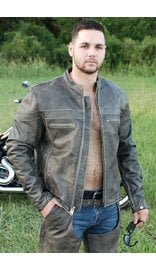 Jamin Leather® Vintage Brown Leather Vented Motorcycle Jacket - Scooter Style #MA4170ZDN (M-3X)