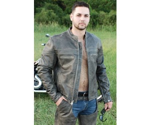 Vintage Brown Leather Vented Motorcycle Jacket - Scooter Style 
