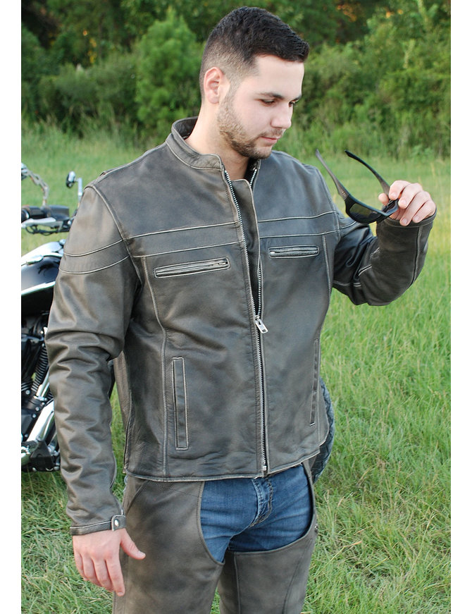 Vintage Brown Leather Vented Motorcycle Jacket - Scooter Style #MA4170ZDN -  Jamin Leather®