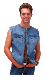Daniel Smart Men's Dual Inside Pocket Blue Denim CCW Vest #VMC981GZU