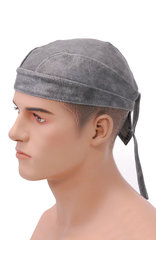 Unik Vintage Gray Leather Skull Cap #BAND9206DGY