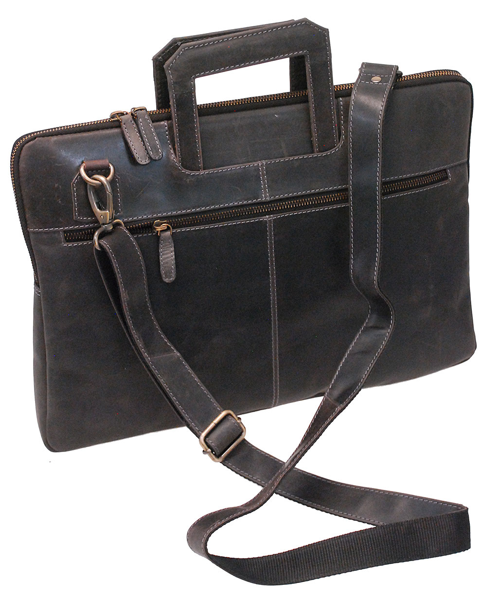 vintage black leather briefcase