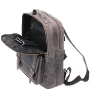 Vintage Gray/Black Leather Laptop Backpack #BP163170K
