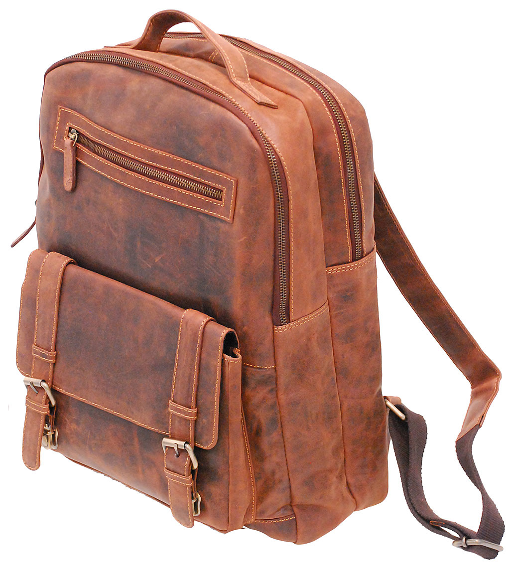 vintage leather laptop backpack