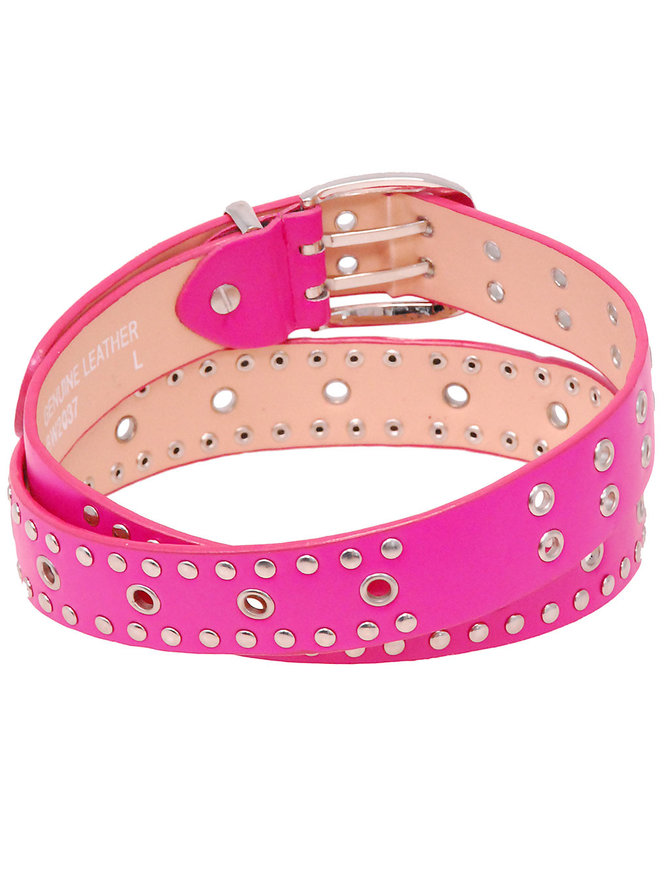 Jamin Leather Pink Studded Leather Belt #BT2037RPIN