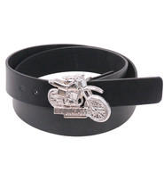 Jamin Leather Black Leather Belt with Motorcycle Buckle #BT8716BIKE