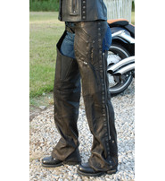 Milwaukee Eyelet Trim Stretch Thigh Ultra Premium Leather Chaps #CL6535EYEK