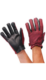 First MFG Oxblood/Black Leather Vented Motorcycle Gloves #GM218VBG