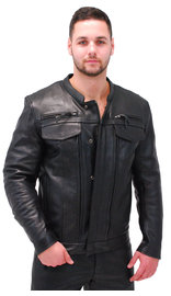 First MFG No Collar Men's Vented CCW Motorcycle Jacket #M263GVZK