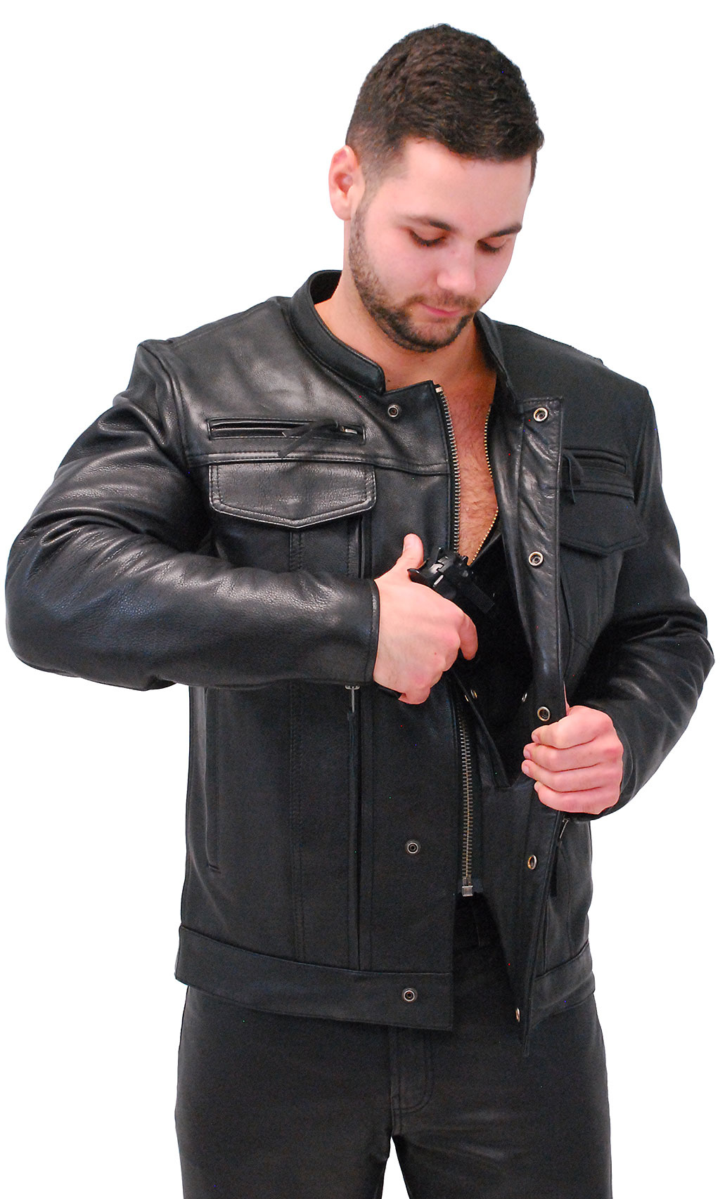 Pocket leather jacket