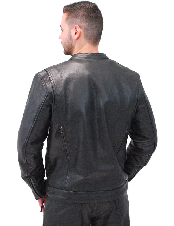 First MFG No Collar Men's Vented Concealed Pocket Motorcycle Jacket #M263GVZK