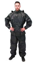 Black Rain Suit with Reflector Trim - 2 pc Set #RS1039K