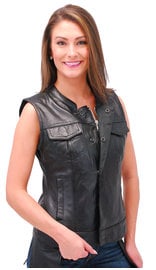 First MFG Ladies Lambskin Leather Club Vest w/Easy Access Pocket #VL5160ZGK