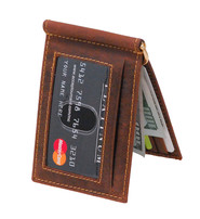 Vintage Brown Leather Money Clip Wallet #W513171NID