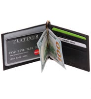 Vintage Black Leather Money Clip Wallet #W513170KID