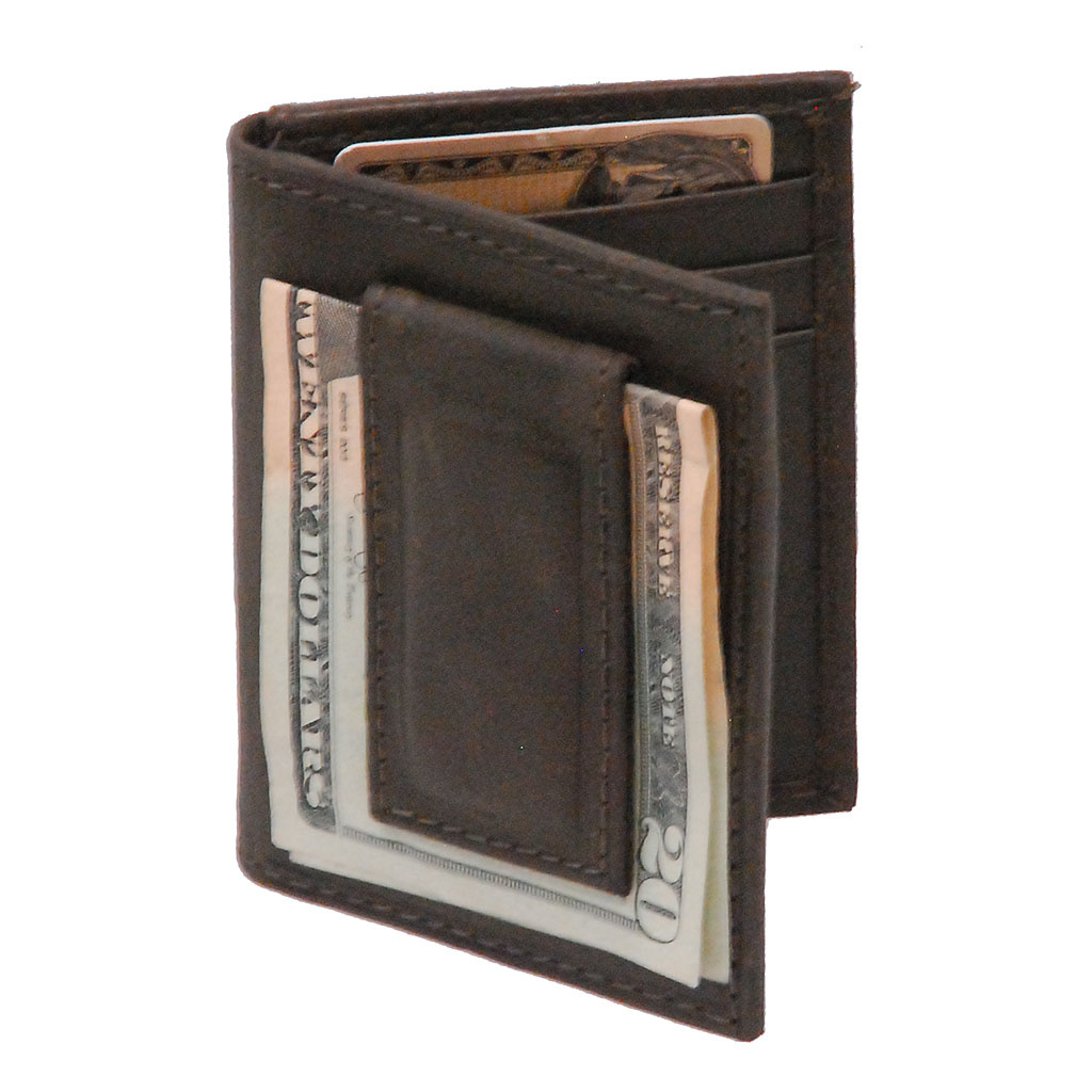 Vintage Black Leather Magnetic Money Clip Wallet #W543700K - Jamin Leather®