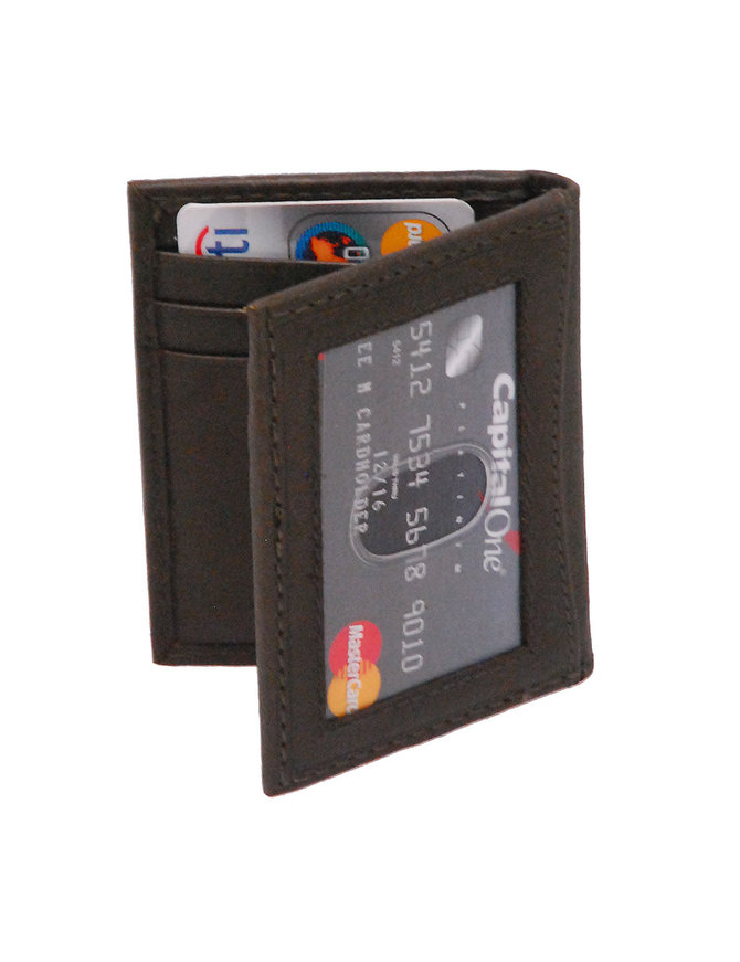 Vintage Black Leather Magnetic Money Clip Wallet #W543700K