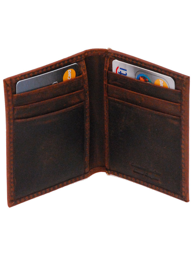 Mens Leather Card Holder with Money Clip MIN-2107 Brown