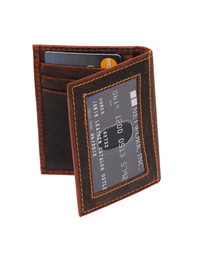 LOUIS VUITTON Brown Leather Magnetic Money Clip Wallet H6.2cm W3.3cm  Authentic
