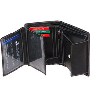 Black Leather 12 Pocket Organizer Wallet #WL110ZK