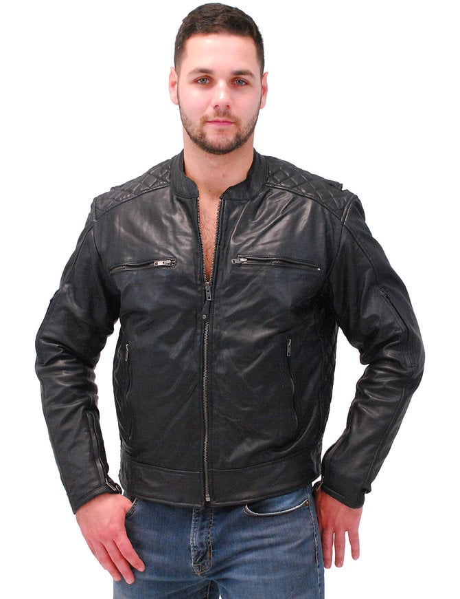 Men's Lightweight Leather CCW Scooter Jacket w/Quilt #M543GVZK