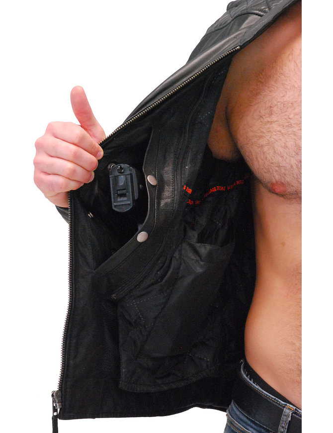 Men's Lightweight Leather CCW Scooter Jacket w/Quilt #M543GVZK