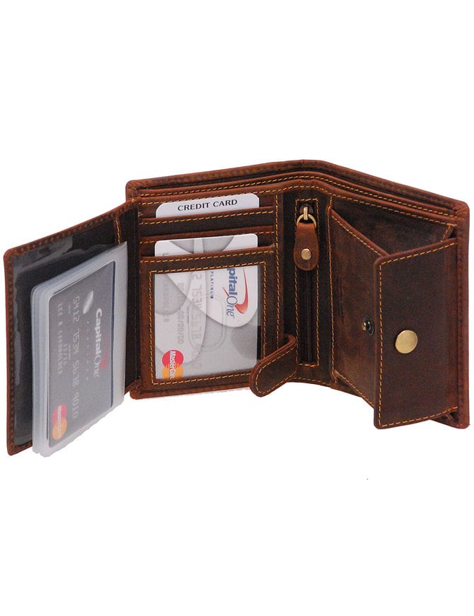 Vintage Brown 12 Pocket Organizer RFID Wallet #WL13091NID