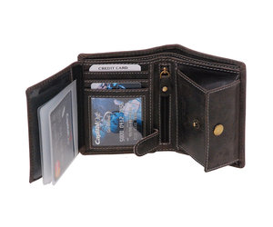 Black Leather 12 Pocket Organizer Wallet #WL110ZK