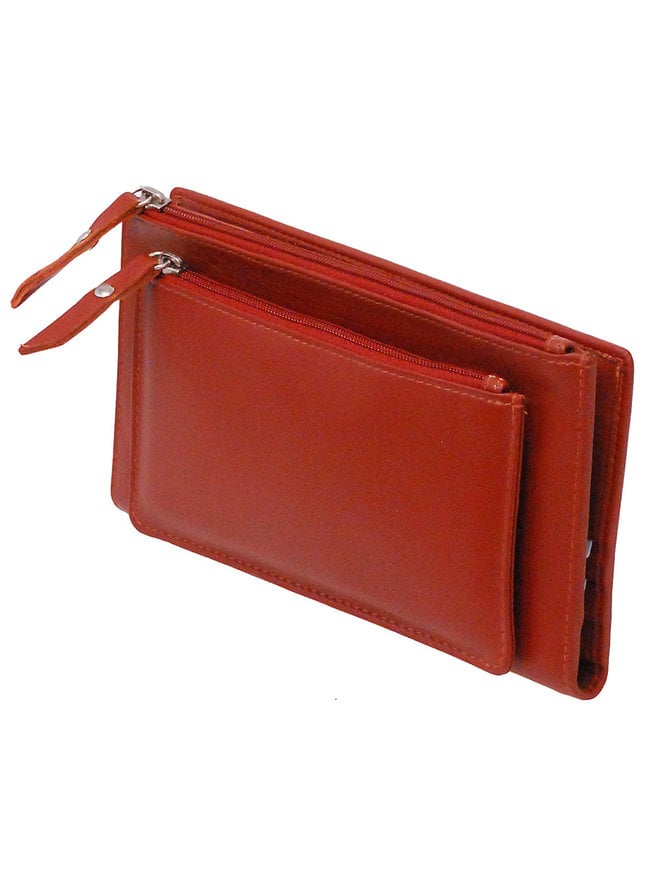 Women's Brown Leather 16 Pocket Checkbook Wallet #WL5141ZN