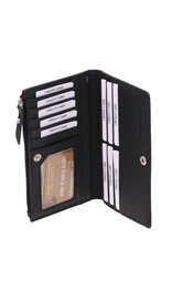Women's Black 16 Leather Pocket Checkbook Wallet #WL5140ZK