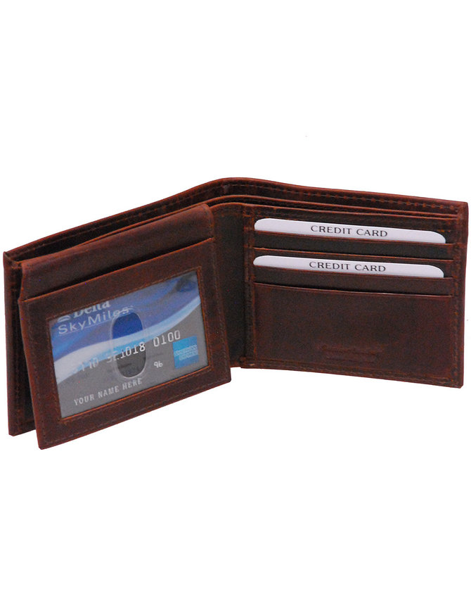 Vintage Brown Flip Up Bifold RFID Wallet w/Photo Insert #WM13041NID
