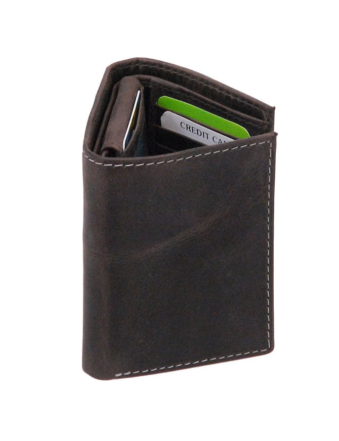 Men's Vintage Black Flip Up 17 Pocket Trifold RFID Wallet #WM13150KID