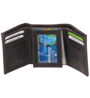 Men's Vintage Black Flip Up 17 Pocket Trifold RFID Wallet #WM13150KID