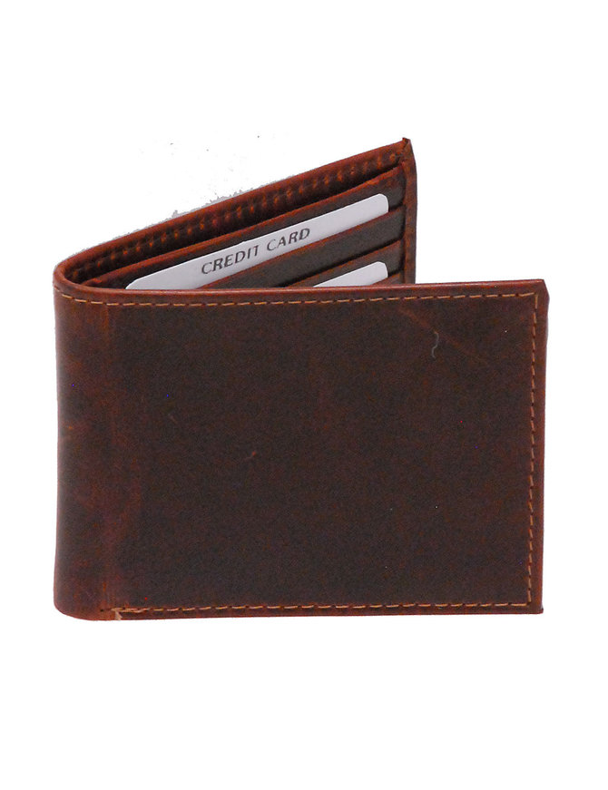 Oil Tanned Brown Extra Slim Bifold Wallet w/9 Pockets #WM54351DN