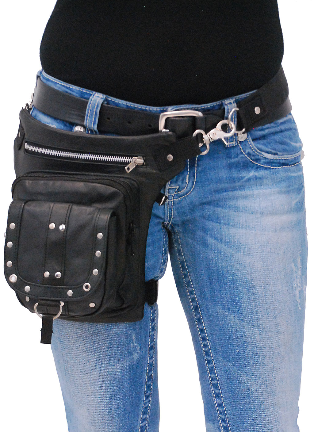 Studded Leather Thigh Bag w/Small CCW #TB351SGRK - Jamin Leather™